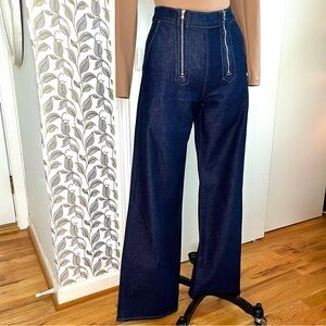 Express High Waisted Rinse Exposed Double Zipper Wide Leg Jeans Sz.2
